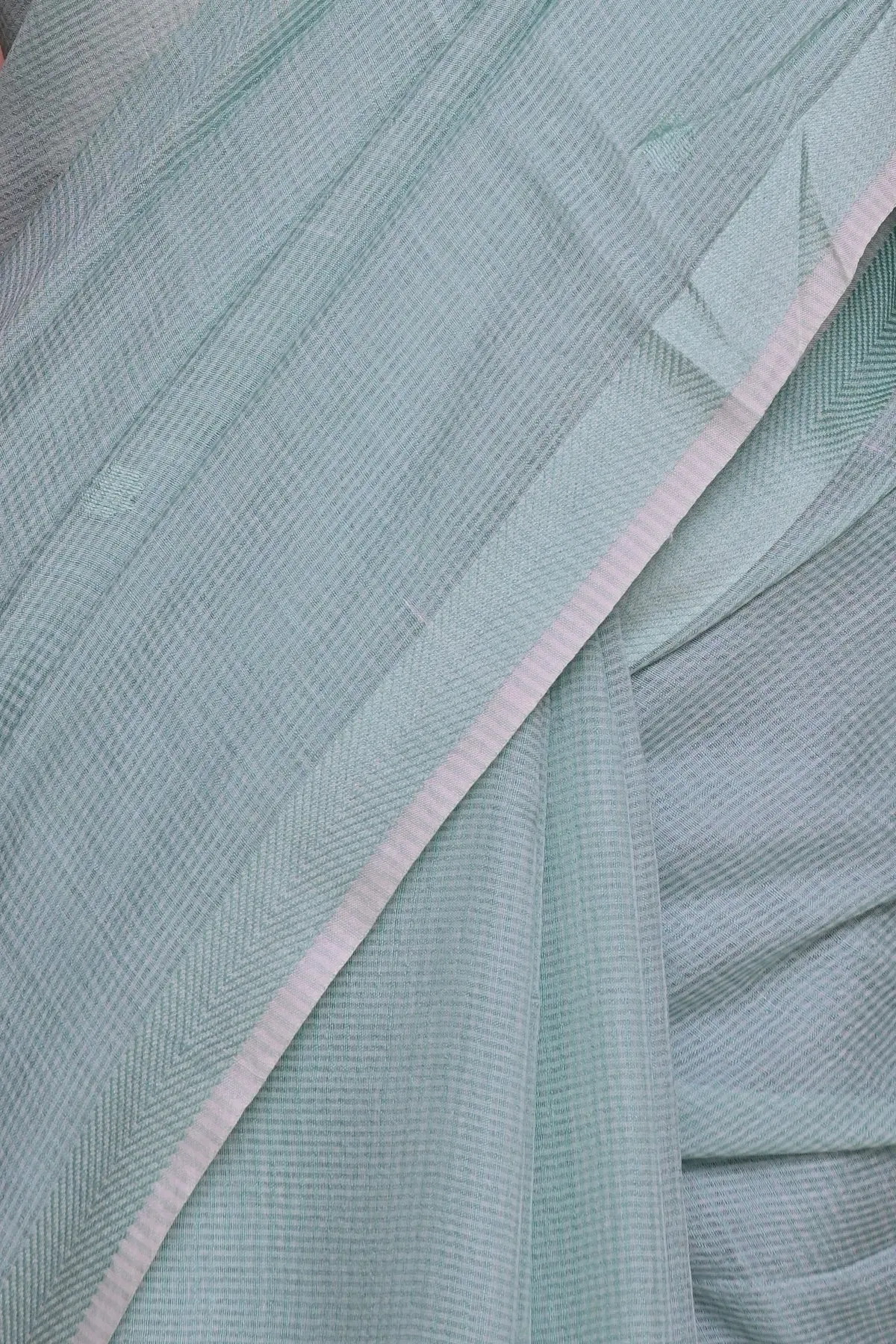 Mint cotton saree with fine checks, border